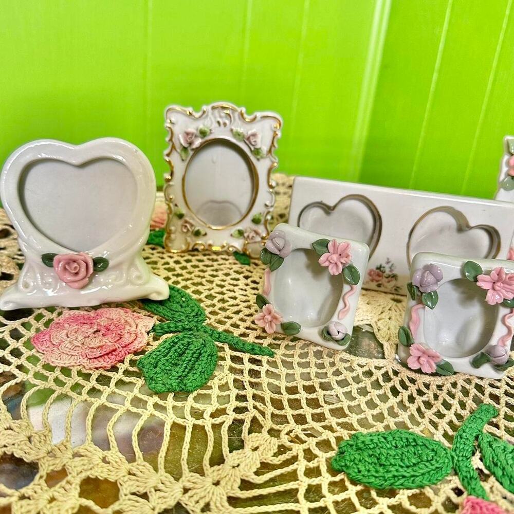 Vintage romantic coquettecore set of 7 porcelain picture frames! ALL together!